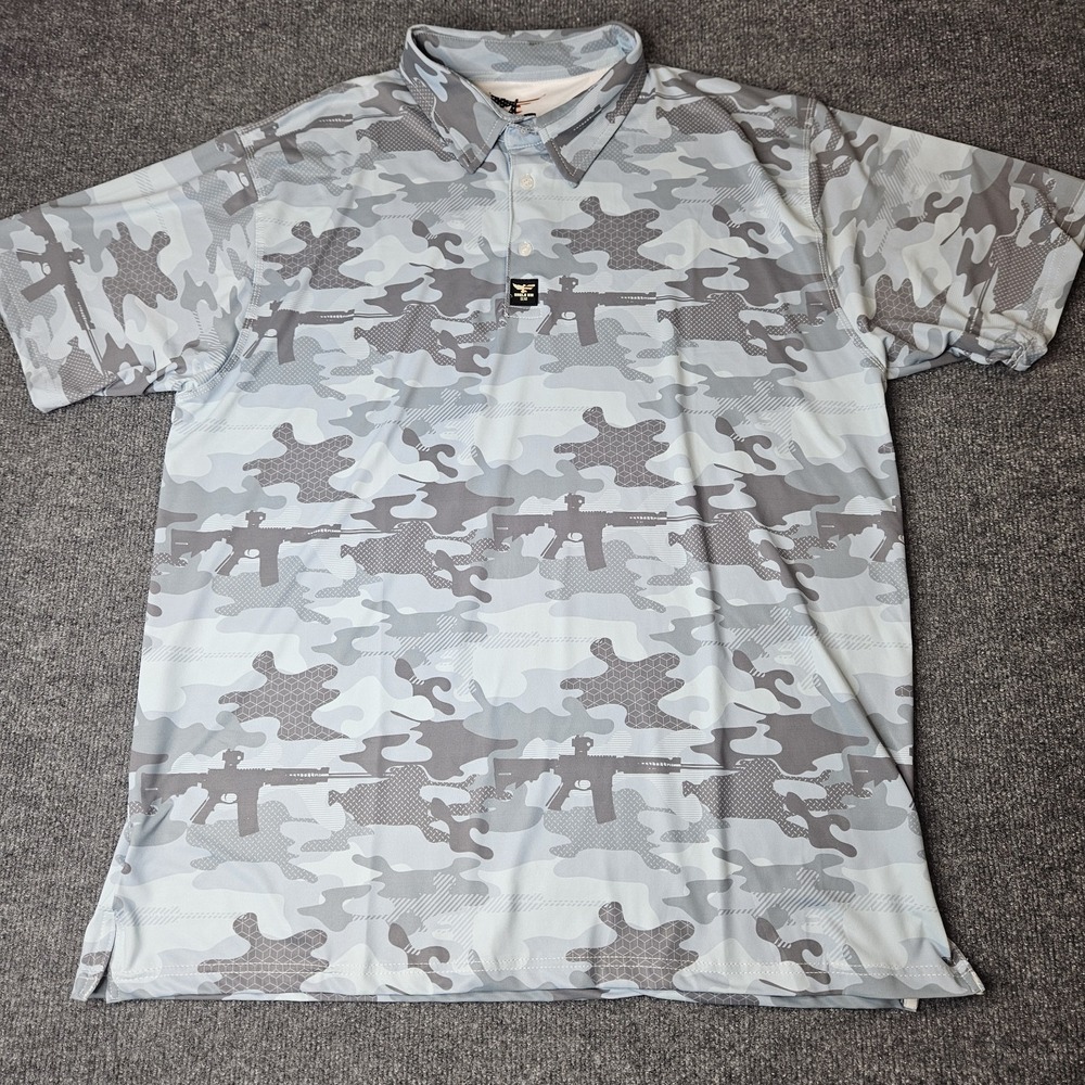 Eagle Six Gear Polo Shirt Mens Size XL Blue Gray Camo Military - Picture 2 of 6
